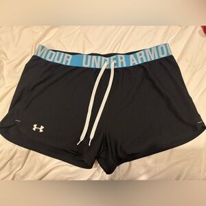 Under Armour Women's Black Shorts with Blue Waistband